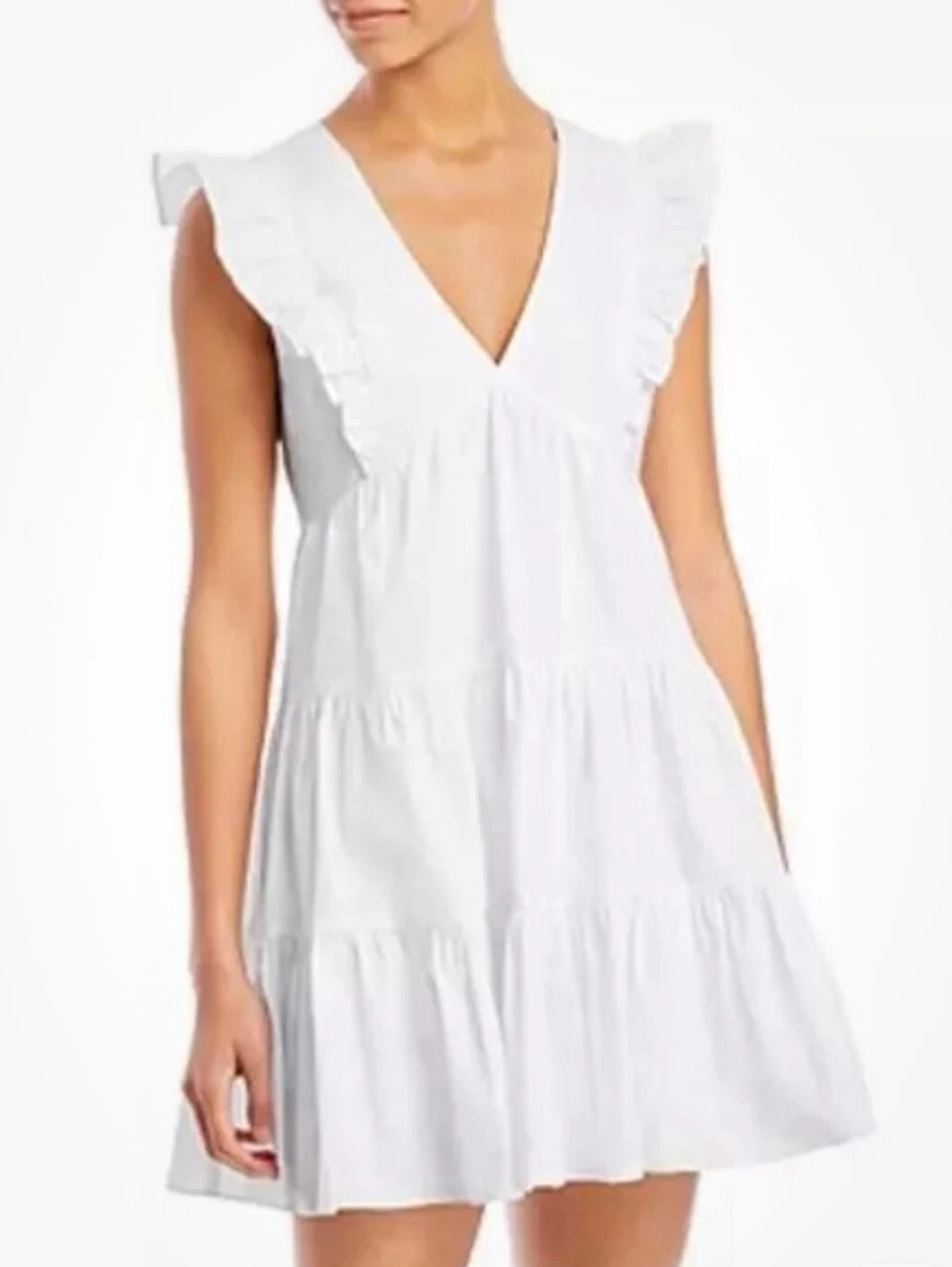 ❤️ AQUA WHITE V-NECK DRESS